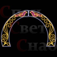Морозоустойчивая световая арка "Птицы" розовый/белый/тепло-белый Морозоустойчивая световая арка "Птицы" розовый/белый/тепло-белый