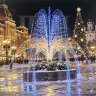 Светодиодный фонтан для новогодней площади "Скайлайн" 5 х 8 м Теплый белый/белый